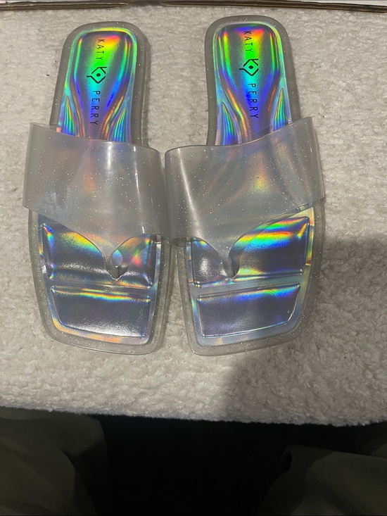 Katy Perry Collections Shoes - Katy Perry Collections Holographic Iridescent Clear Slide Sandals